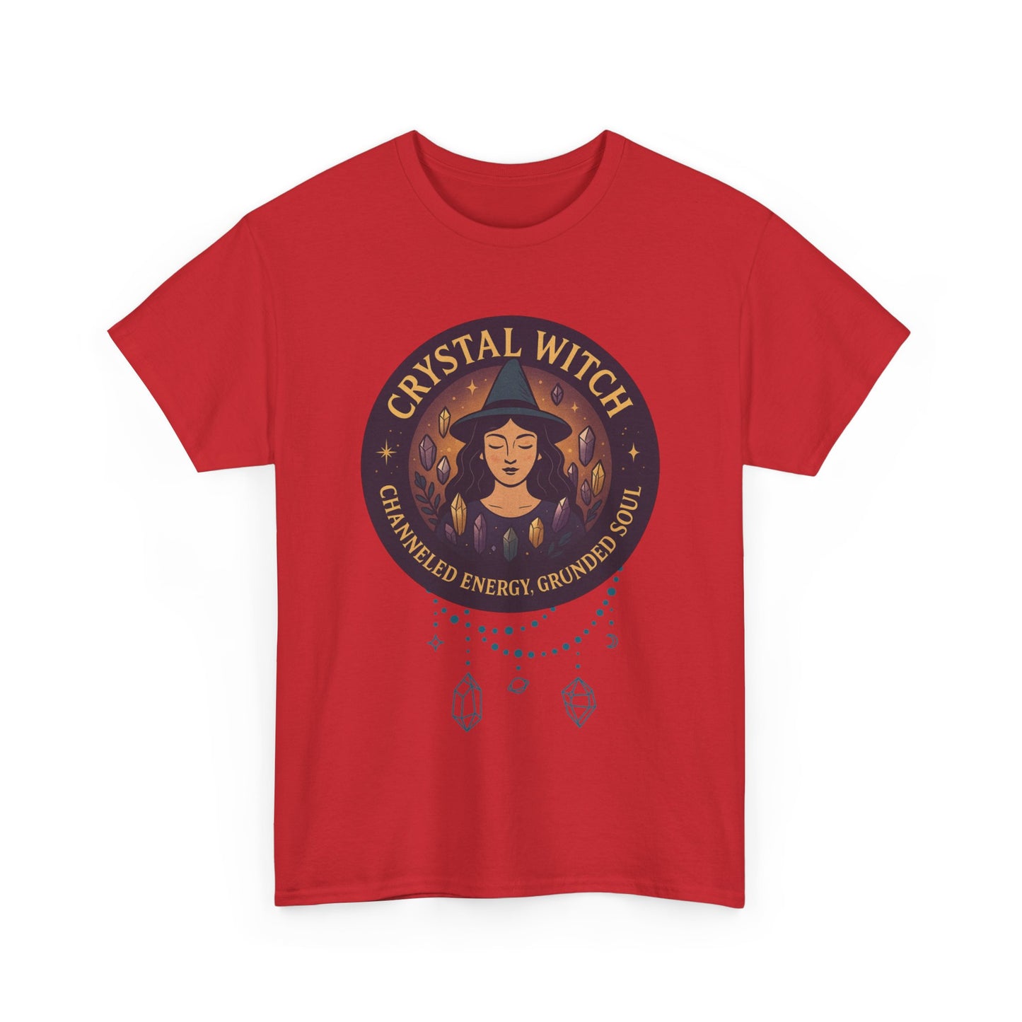 Crystal Witch Heavy Cotton Tee for Spiritual Souls, Unisex T-Shirt, Witchy Apparel, Energy Grounding Gift, Magic Lover's Fashion