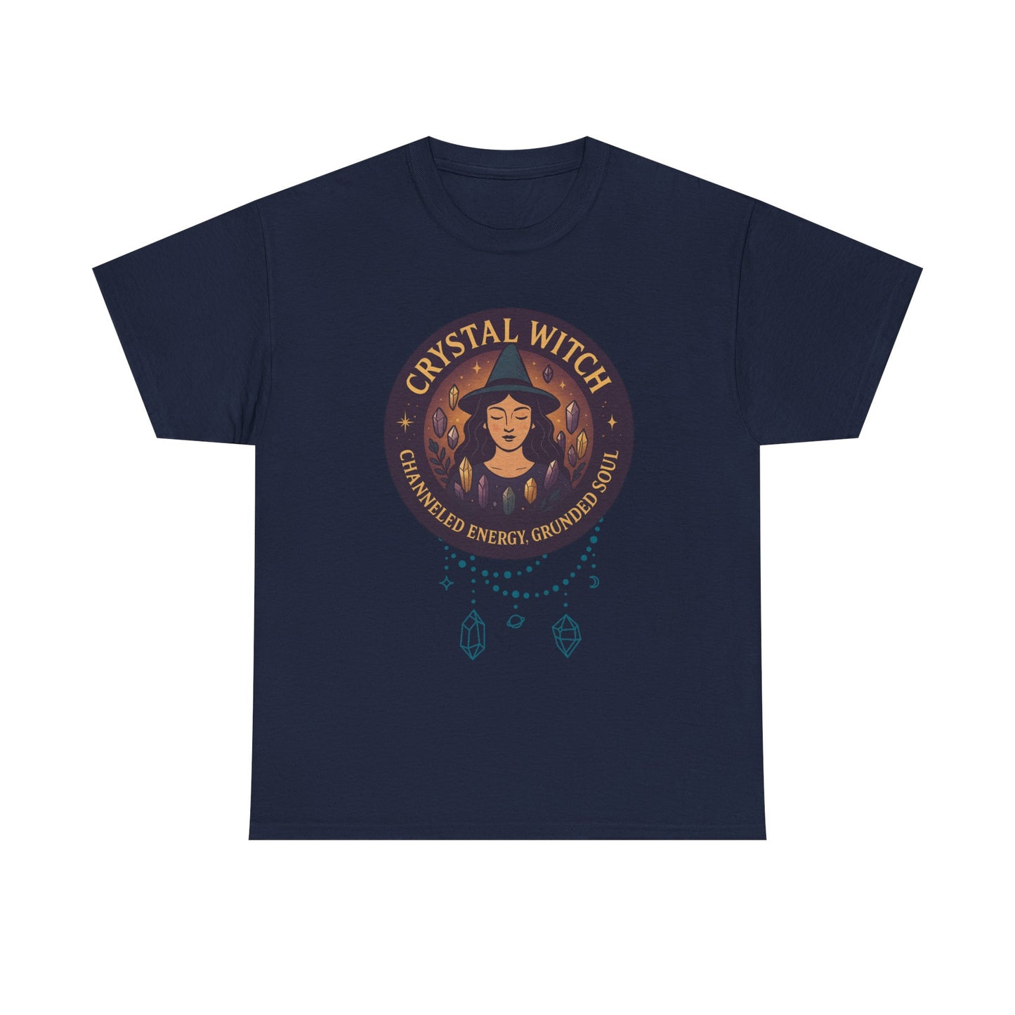 Crystal Witch Heavy Cotton Tee for Spiritual Souls, Unisex T-Shirt, Witchy Apparel, Energy Grounding Gift, Magic Lover's Fashion