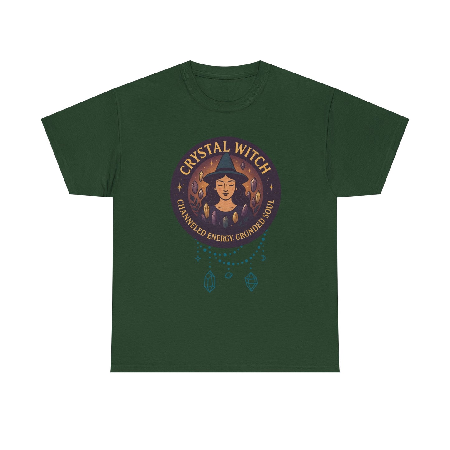 Crystal Witch Heavy Cotton Tee for Spiritual Souls, Unisex T-Shirt, Witchy Apparel, Energy Grounding Gift, Magic Lover's Fashion