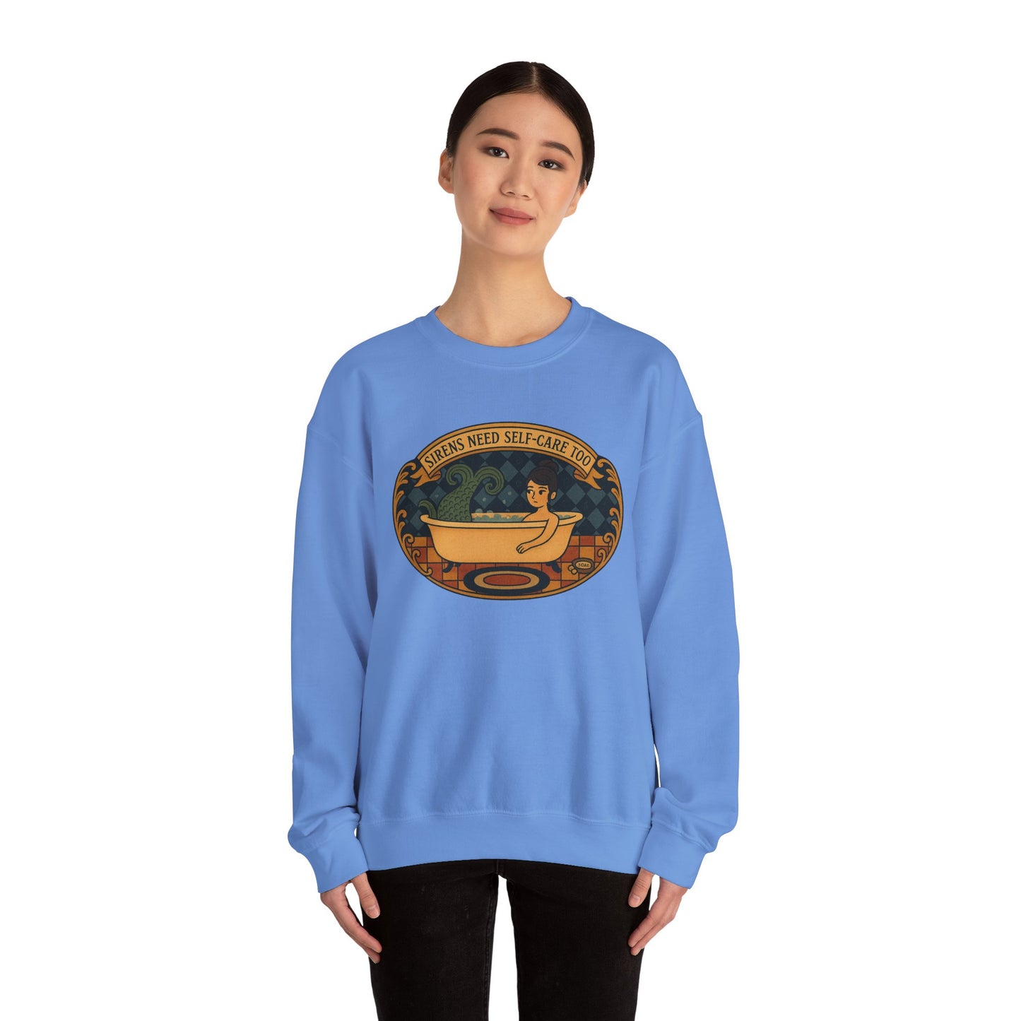 Sirens need Self-Care too , Crewneck Sweatshirt | Cozy Gift, Relaxation Apparel, Unisex Sweatshirt, Mindfulness Fashion, Self-Care Reminder
