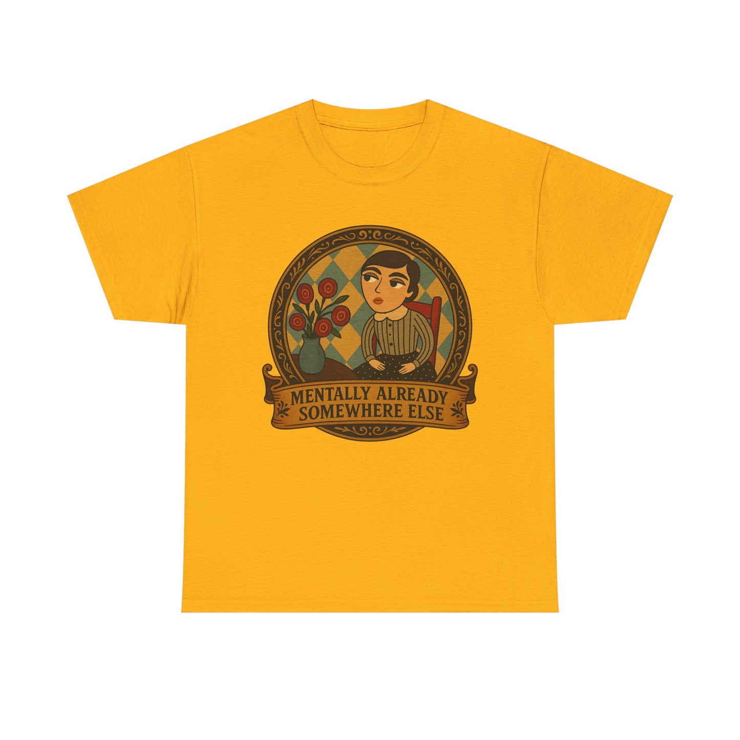 Retro Graphic Tee: 'Mentally Already Somewhere Else', Original Art t-shirt, Casual Wear, Vintage Style, Gift for Dreamers,