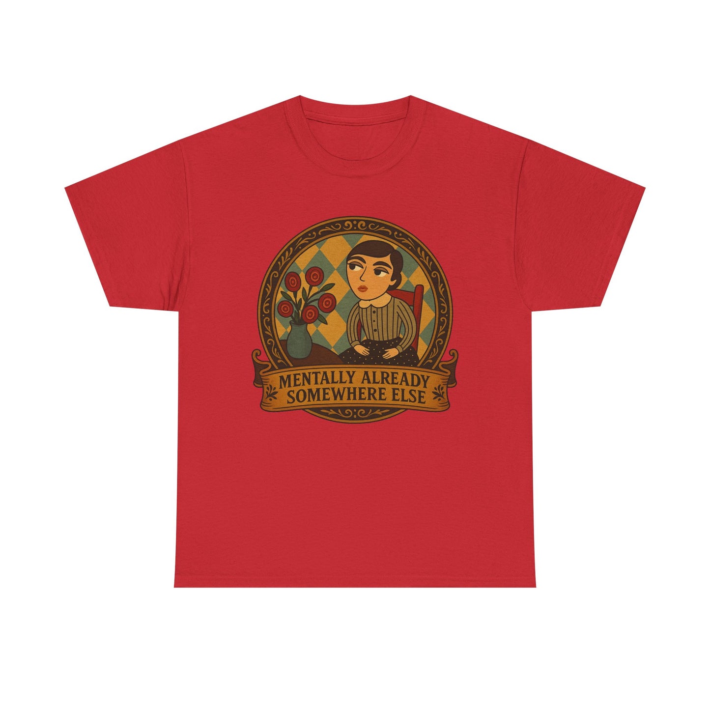 Retro Graphic Tee: 'Mentally Already Somewhere Else', Original Art t-shirt, Casual Wear, Vintage Style, Gift for Dreamers,