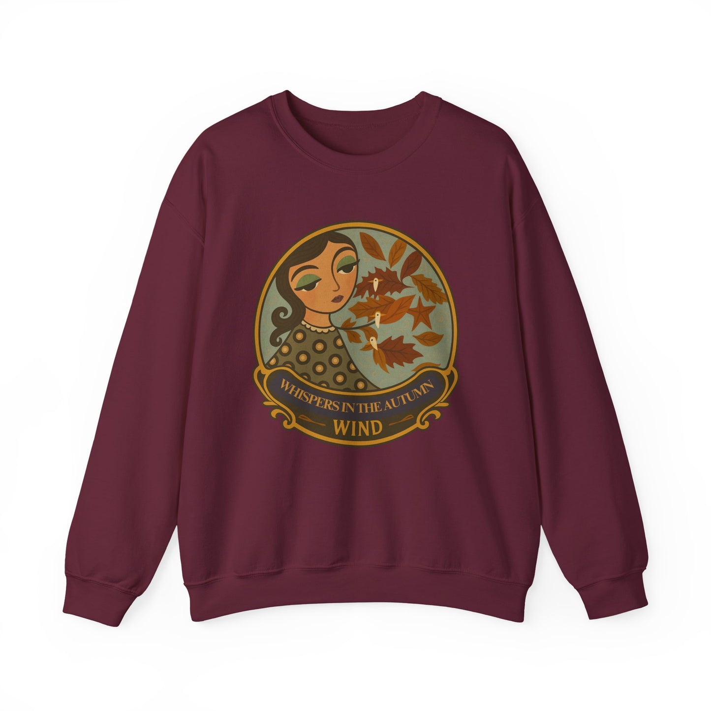 Whispers in th Autumn Wind Crewneck Sweatshirt with Vintage Floral Design, Casual Outings, Gift for Her, Holiday Sweater, Autumn Vibes