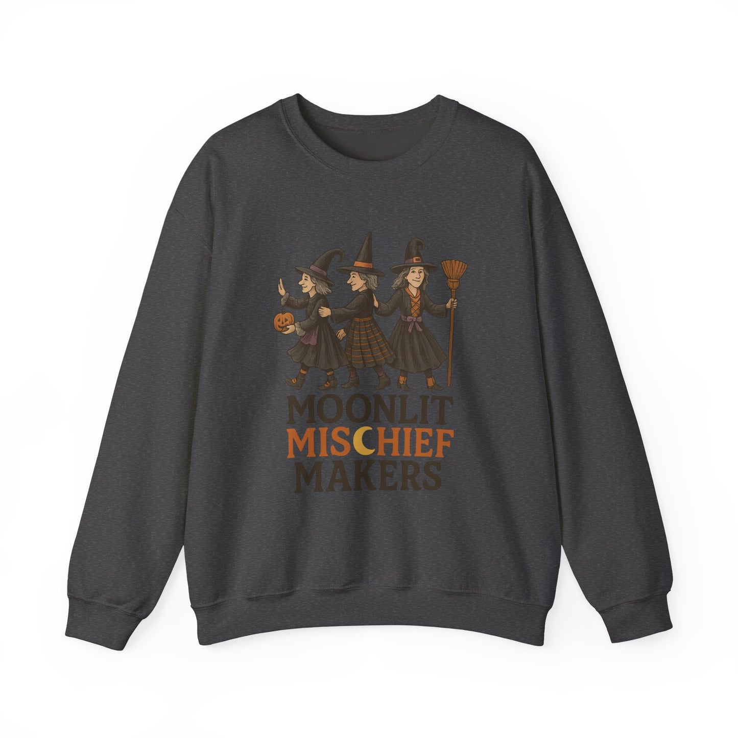 Moonlit Mischief Makers Sweatshirt - Cozy Halloween Crewneck, Perfect Gift for Fall,Casual Style, design by Moonwoven by Luna