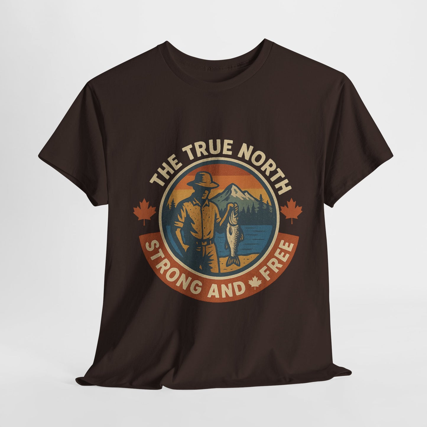True North Strong and Free, Adventure Tee | Unisex Heavy Cotton Tee for Outdoors Lovers, Casual Wear, Gifts, Travel, Exploration