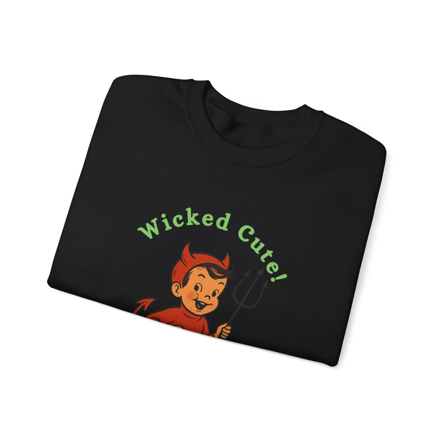 Wicked Cute Devil Sweatshirt, Halloween Vintage Crewneck Jumper, Unisex Cozy Pullover, Retro Style Sweater, Fall Fashion Top
