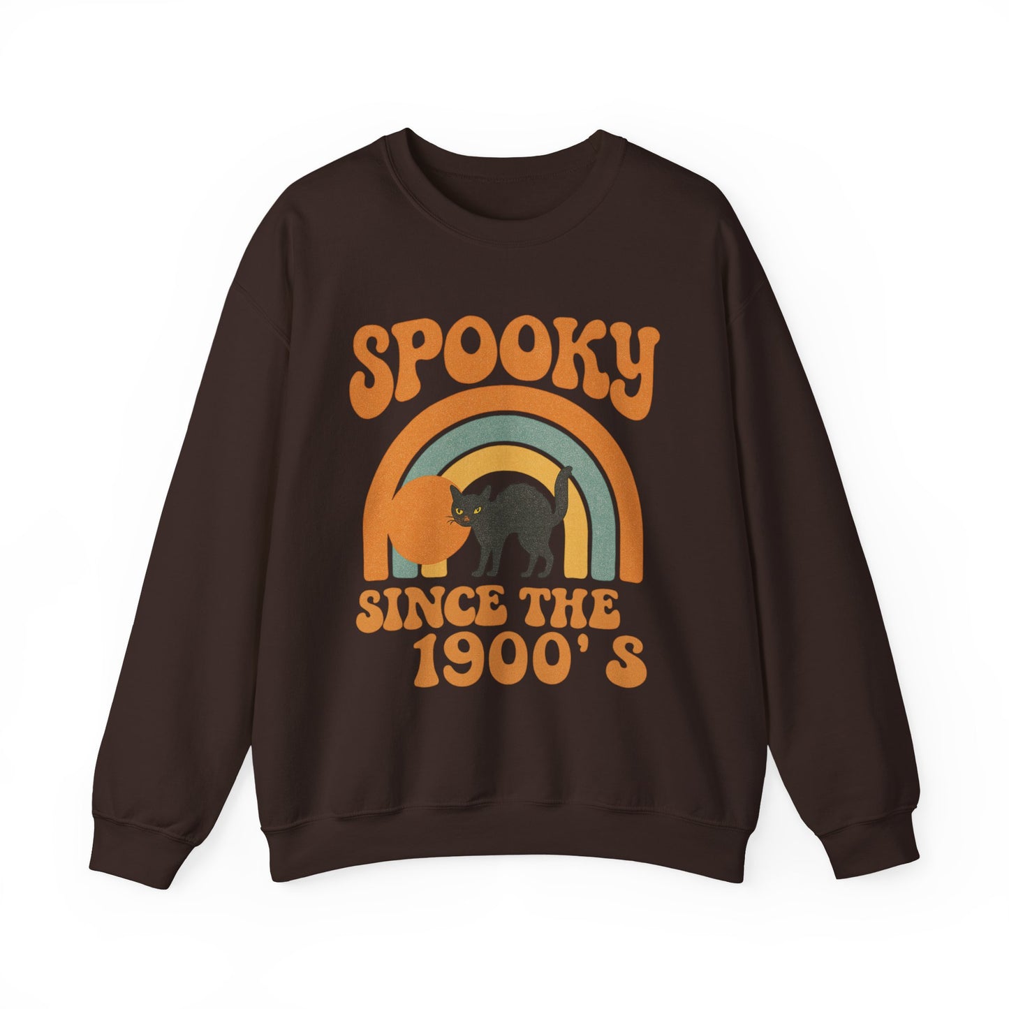 Spooky Since the 1900's , Retro Halloween Crewneck Sweatshirt, Vintage Black Cat Graphic.