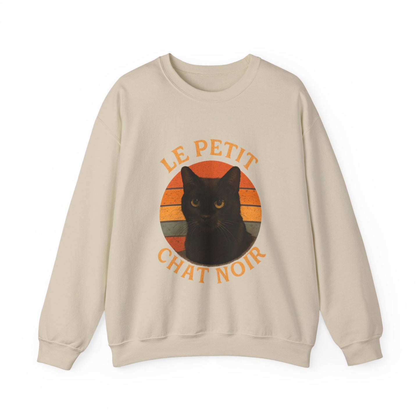 Le Petite Chat Noir, Black Cat Sweatshirt, Cozy Crewneck, Casual Style, Gift for Cat Lovers, Fall Fashion, Unique Animal Design