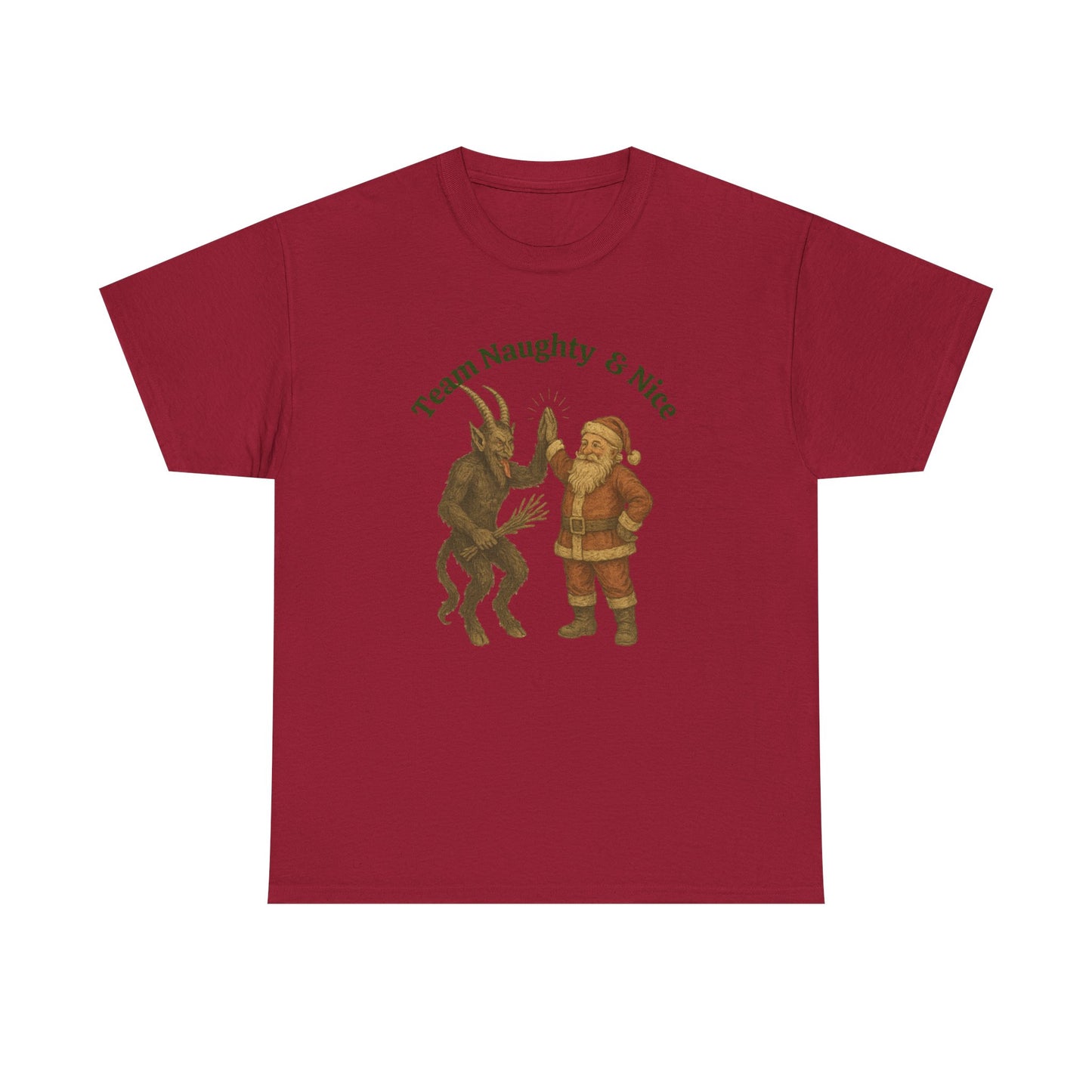 Naughty or Nice, Santa & Krampus High Five Holiday t-shirt!