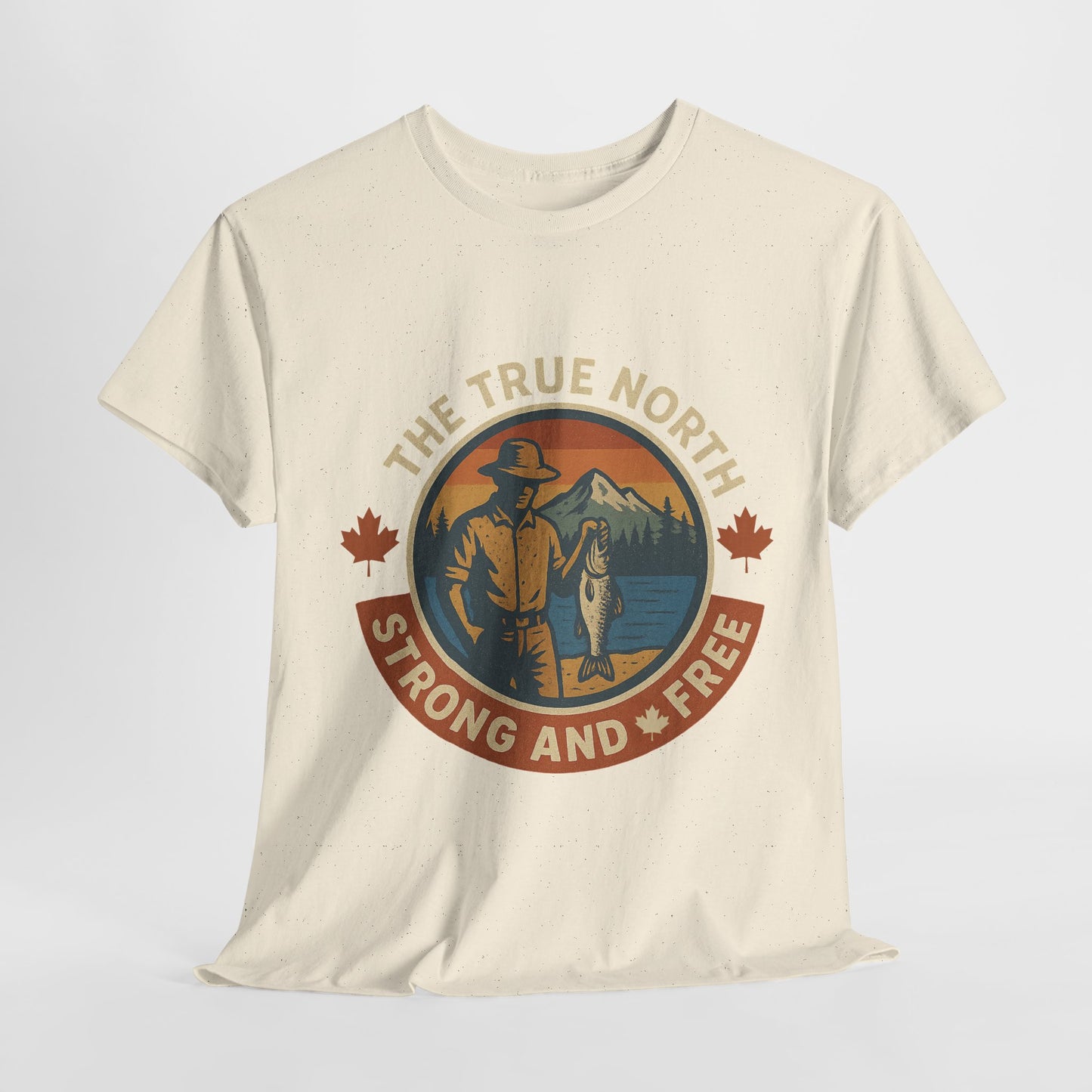 True North Strong and Free, Adventure Tee | Unisex Heavy Cotton Tee for Outdoors Lovers, Casual Wear, Gifts, Travel, Exploration