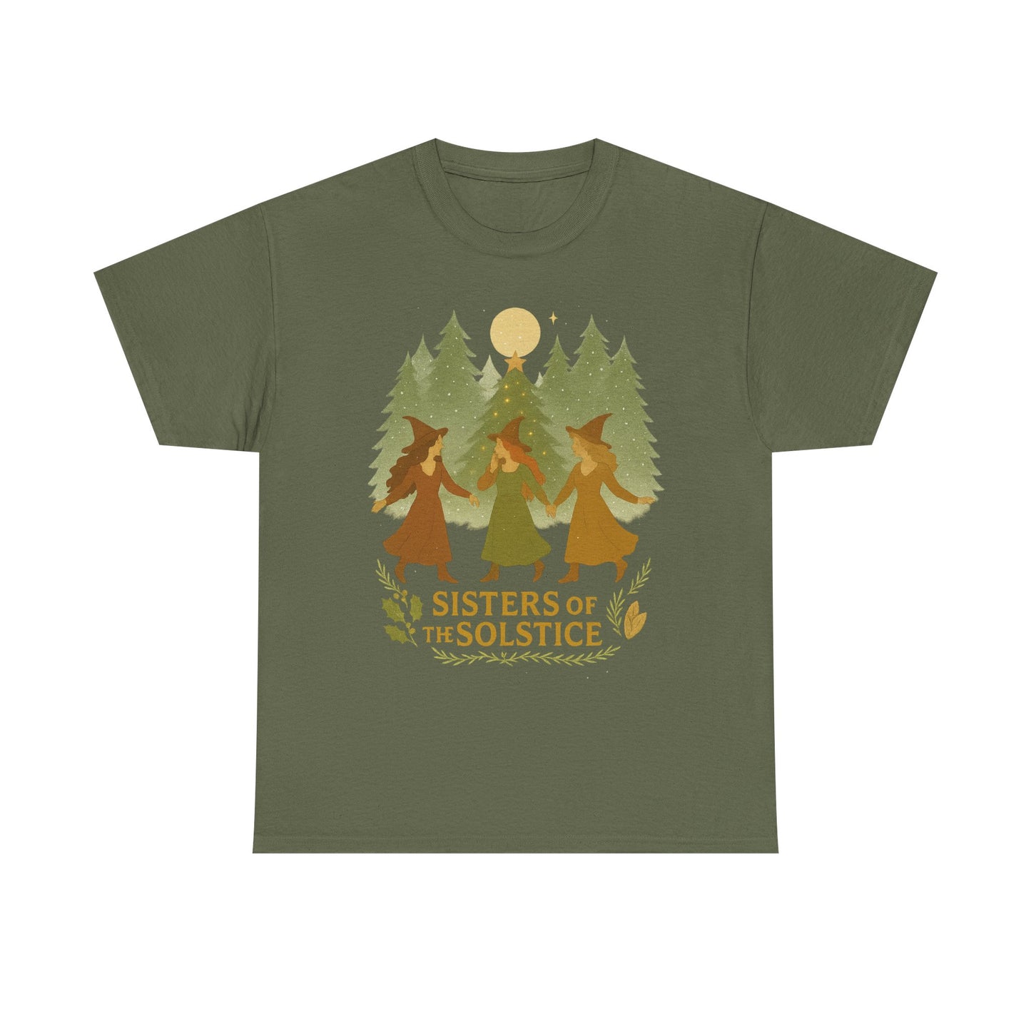 Sisters of the Solstice T-Shirt / Yule , Unisex Heavy Cotton Tee for Nature Lovers, Gift for Witchy Friends, Winter Solstice Celebration,