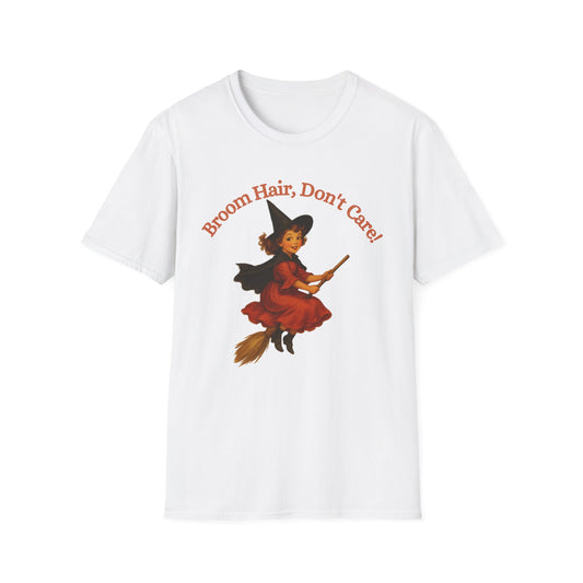 Witchy T-Shirt: Broom Hair, Don't Care | Halloween Apparel, Spooky Gift, Unisex Tee, Witch Costume , designer Moonwoven by Luna