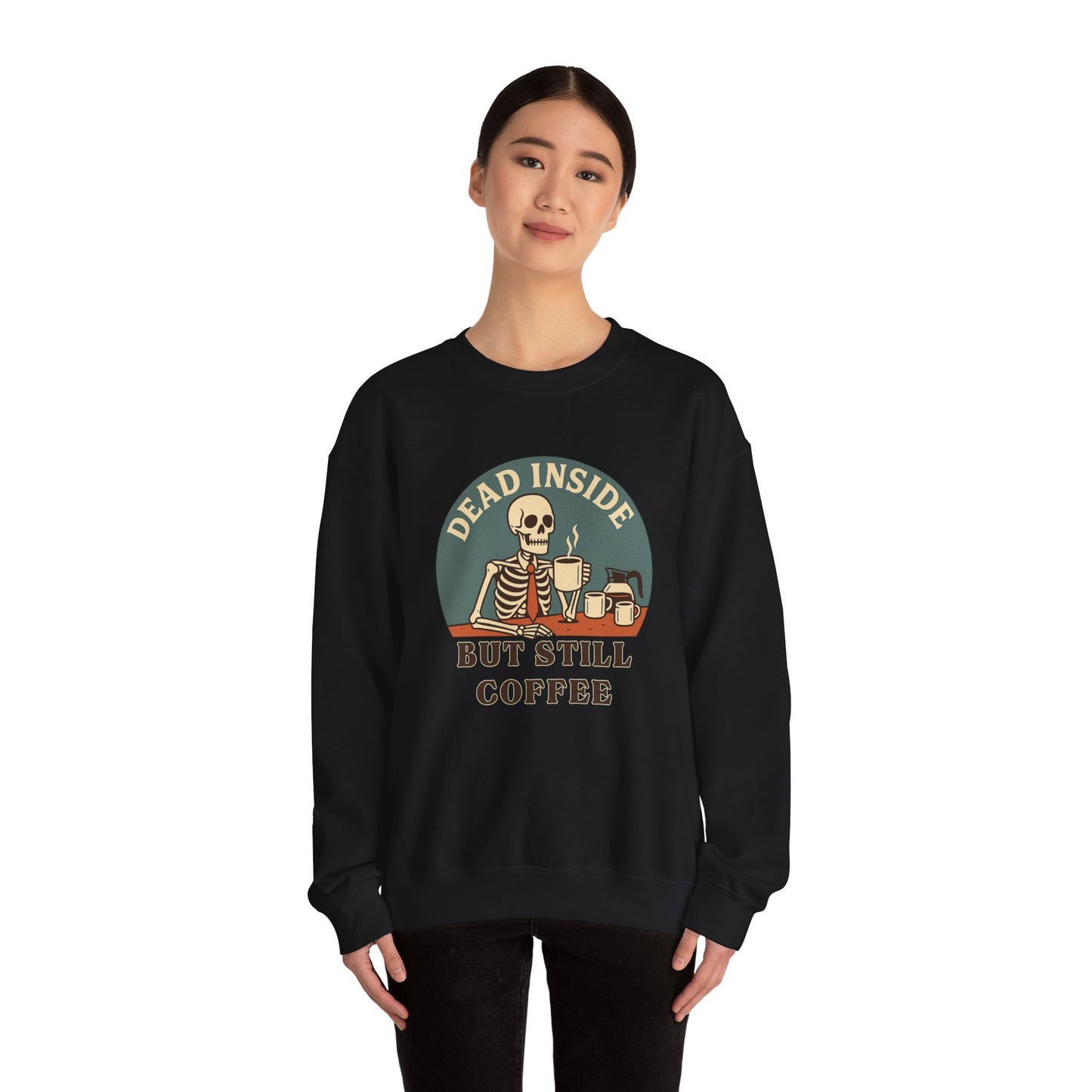 Dead Inside, But Still Coffee, Unisex Heavy Blend™ Crewneck Sweatshirt
