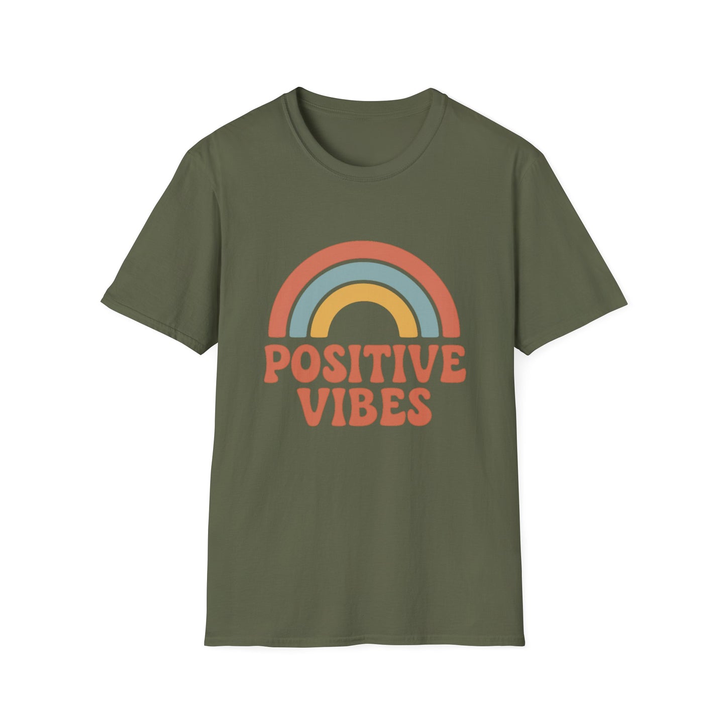 Retro "Positive Vibes" Rainbow Unisex , Graphic Tee