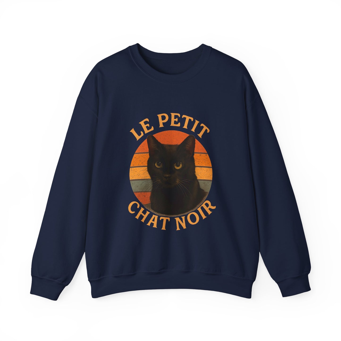 Le Petite Chat Noir, Black Cat Sweatshirt, Cozy Crewneck, Casual Style, Gift for Cat Lovers, Fall Fashion, Unique Animal Design