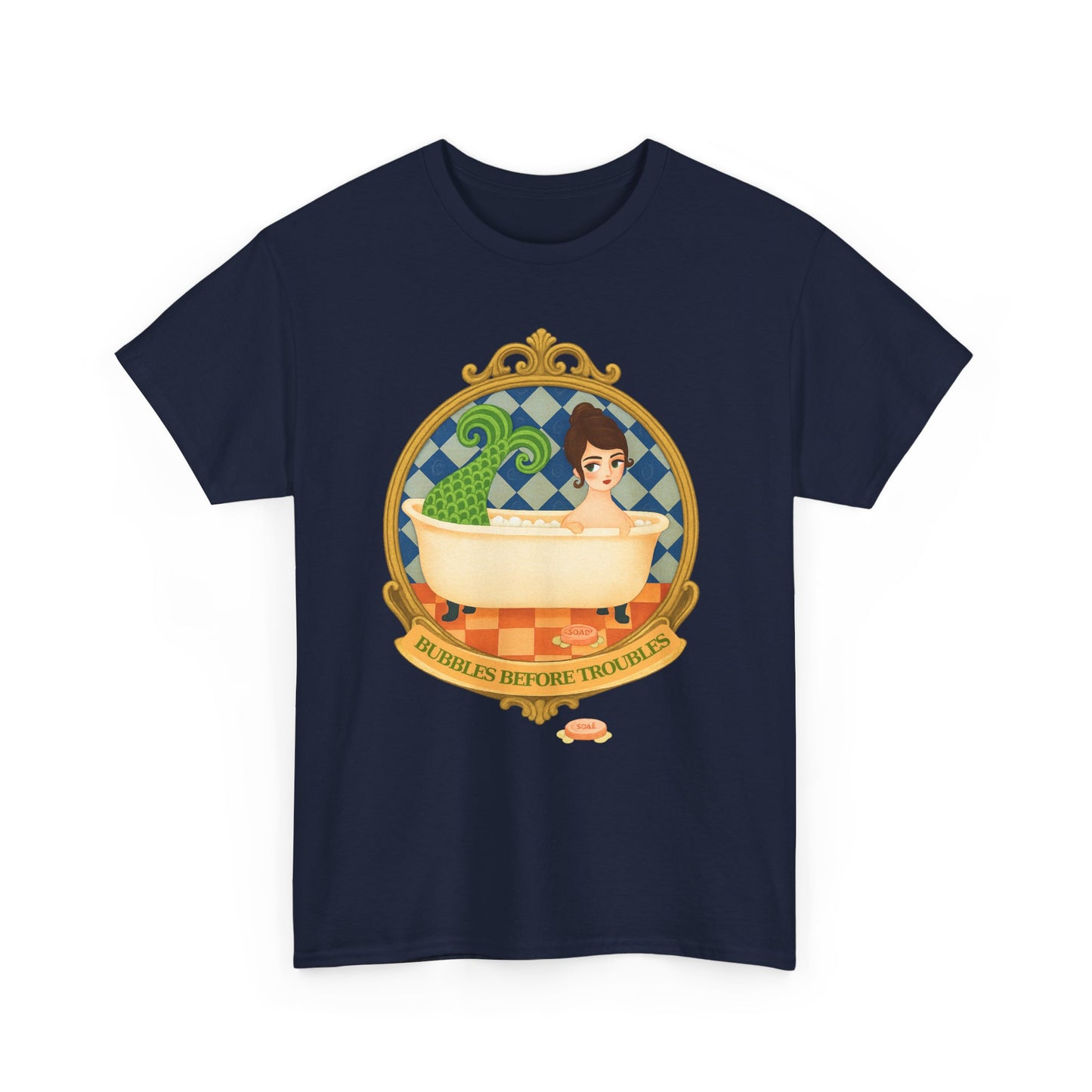Mermaid Troubles ,Whimsical Bathtub Tee | Fun Gift for Aquatic Lovers, Retro Style T-Shirt, Quirky Graphic Tee, Unique Casual Wear, Bath-Themed Apparel