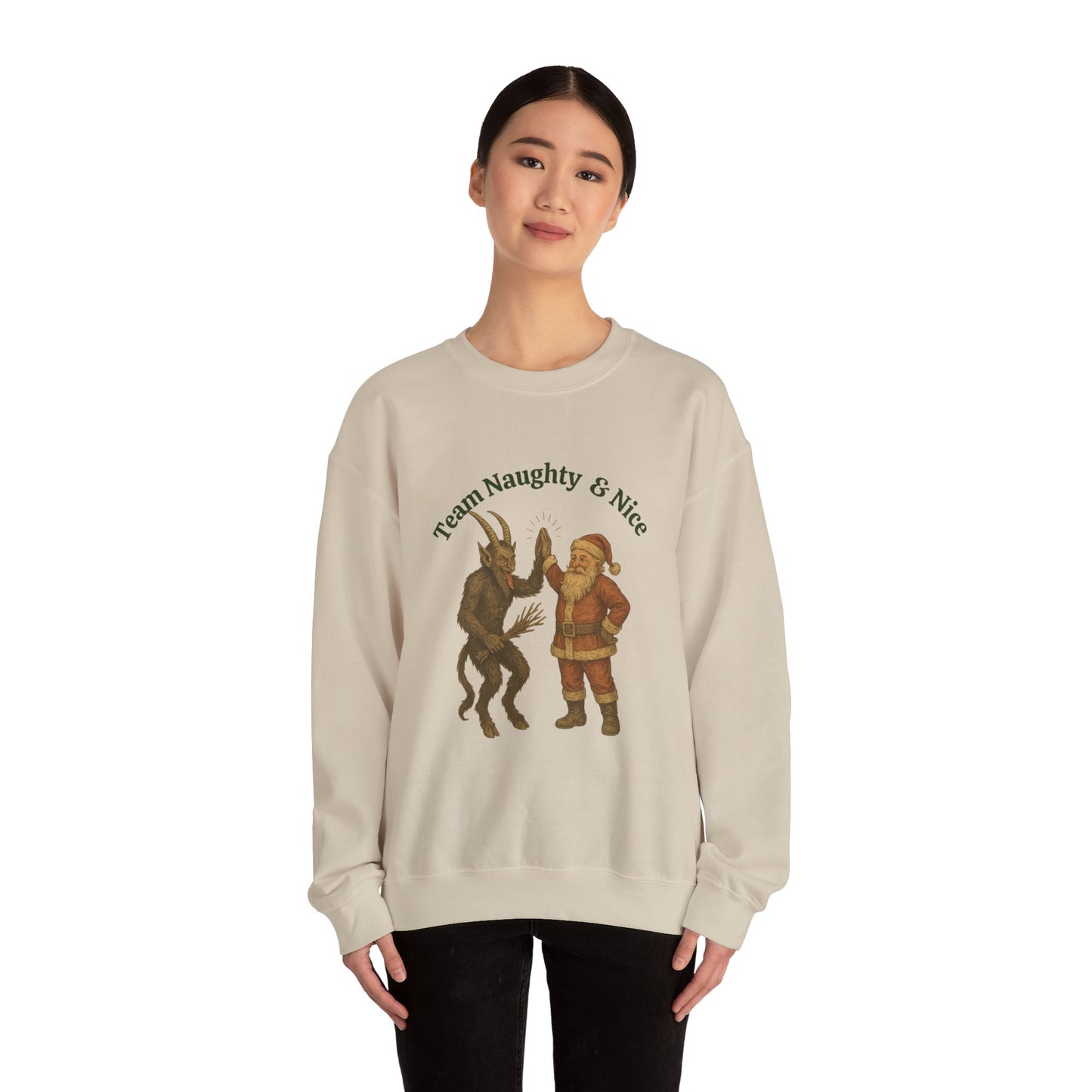 Naughty or Nice? Santa & Krampus High Five Holiday Crewneck