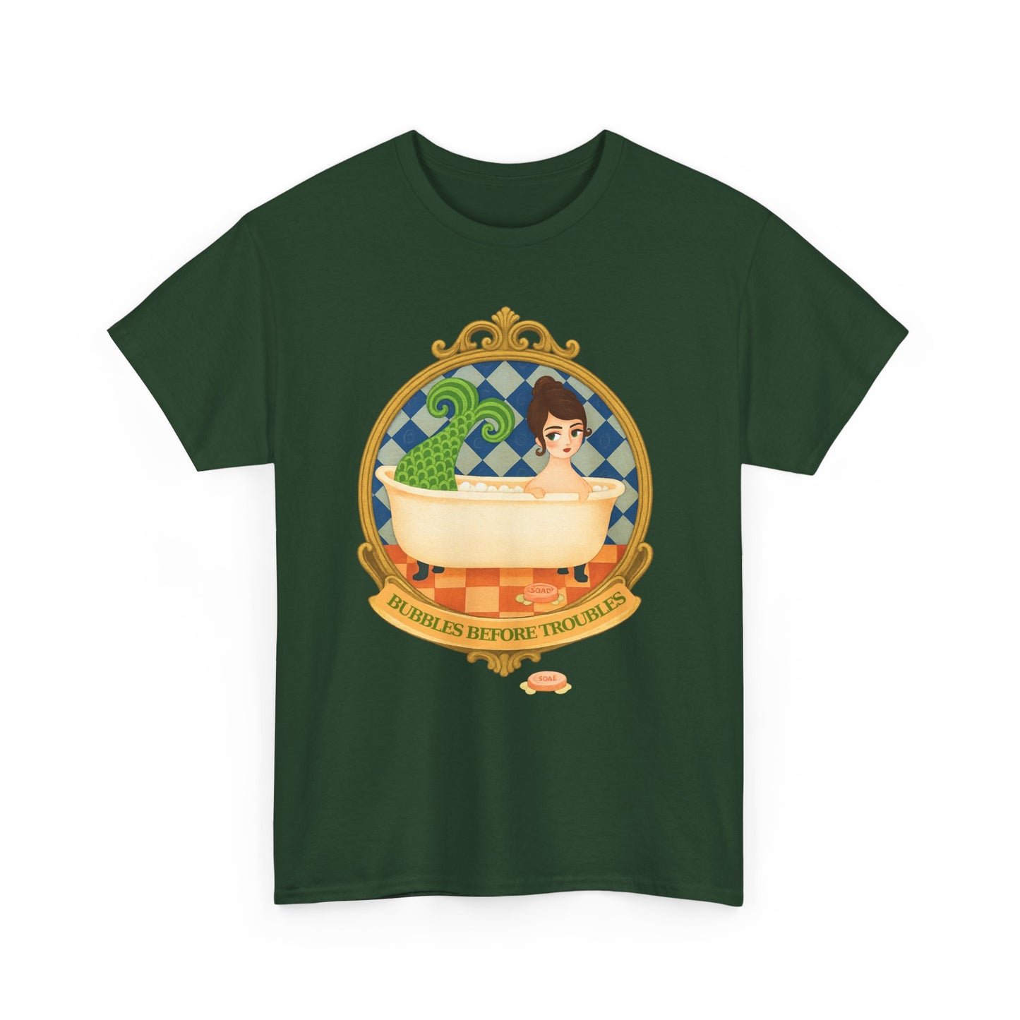 Mermaid Troubles ,Whimsical Bathtub Tee | Fun Gift for Aquatic Lovers, Retro Style T-Shirt, Quirky Graphic Tee, Unique Casual Wear, Bath-Themed Apparel