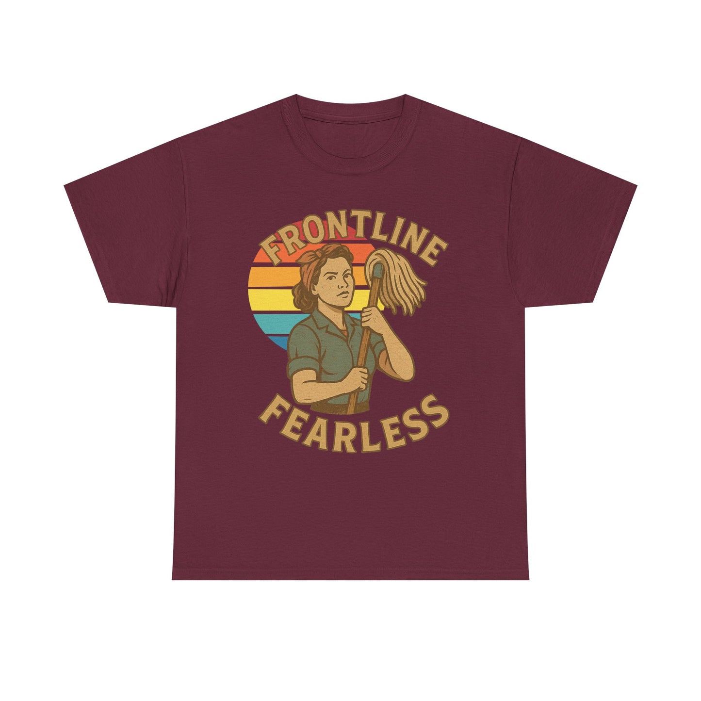 Fearless Frontline Unisex Heavy Cotton Tee, Inspirational T-Shirt, Women's Empowerment Shirt, Everyday Comfort Wear, Gift for Heroes