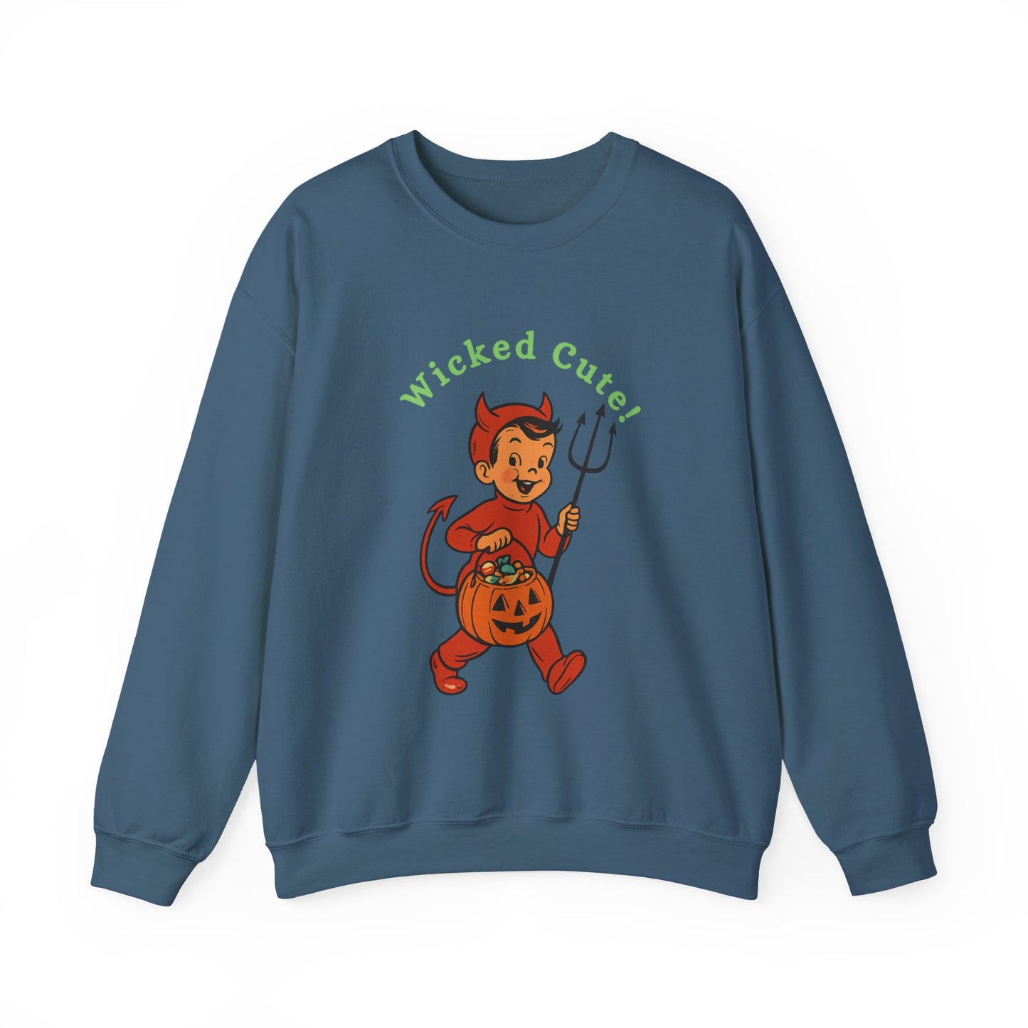 Wicked Cute Devil Sweatshirt, Halloween Vintage Crewneck Jumper, Unisex Cozy Pullover, Retro Style Sweater, Fall Fashion Top
