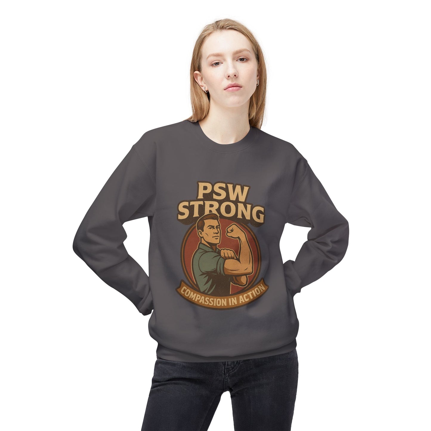 PSW Strong Compassion Crewneck Sweatshirt | Motivational Apparel, Gift for Fitness Lovers, Sportswear, Casual Wear, Inspirational Clothing