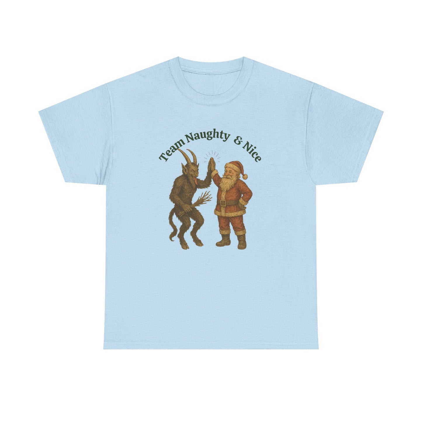 Naughty or Nice, Santa & Krampus High Five Holiday t-shirt!