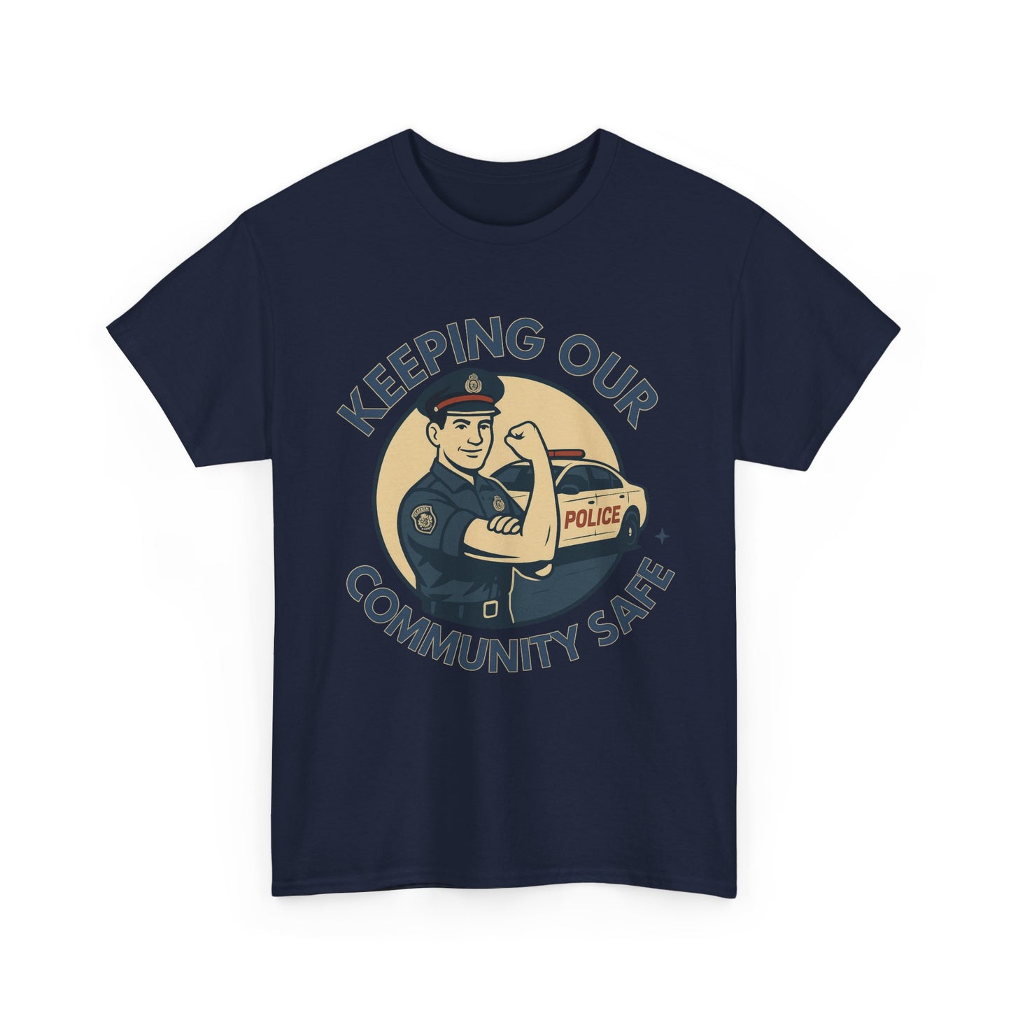 Male Police, Community Safety Tee - Unisex Heavy Cotton Shirt, Police Appreciation T-Shirt, Gift for Heroes, Casual Wear, Law Enforcement Support