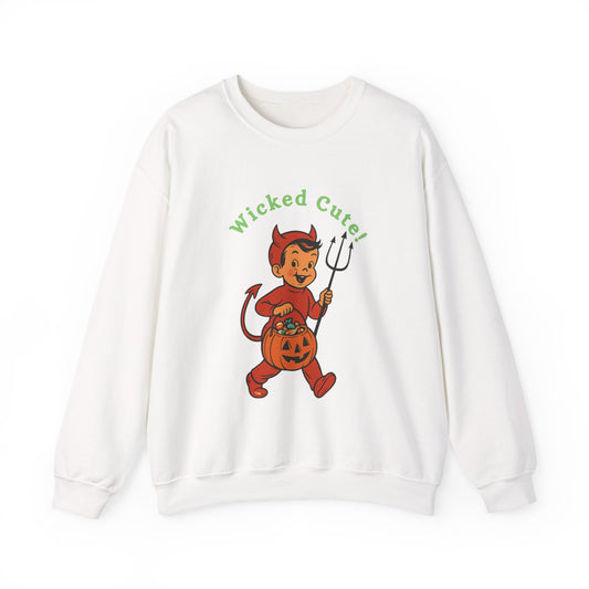 Wicked Cute Devil Sweatshirt, Halloween Vintage Crewneck Jumper, Unisex Cozy Pullover, Retro Style Sweater, Fall Fashion Top
