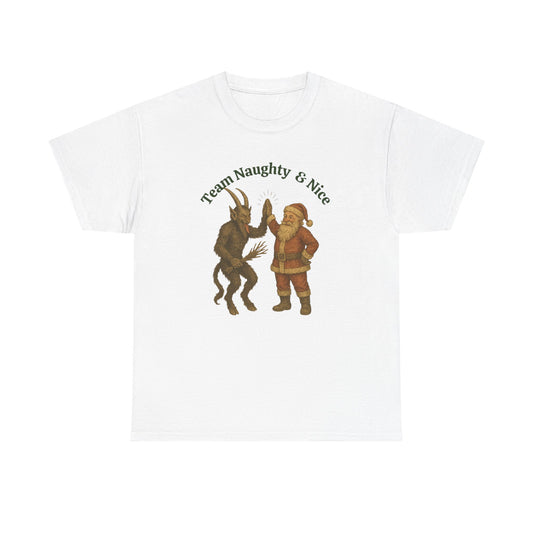 Naughty or Nice, Santa & Krampus High Five Holiday t-shirt!