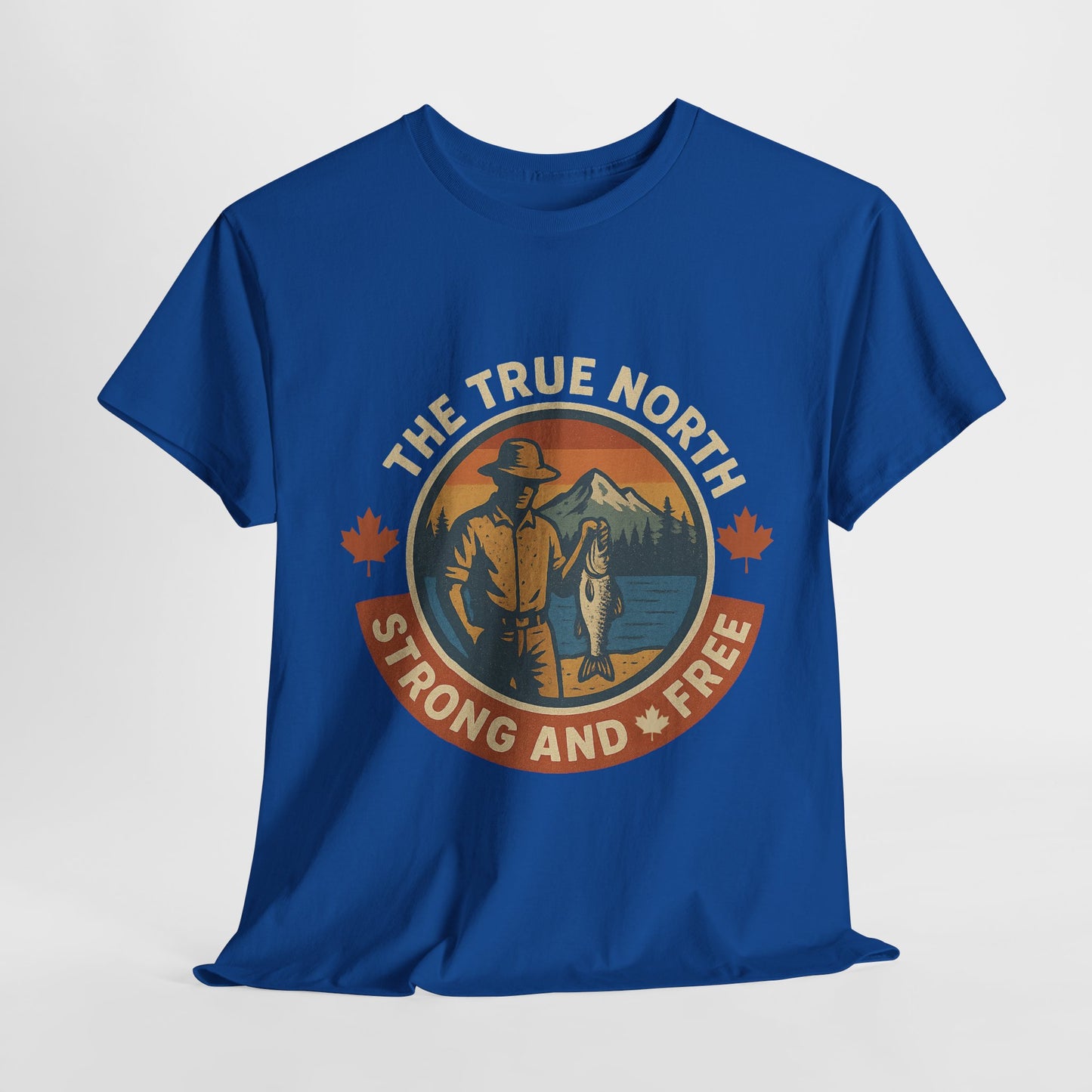 True North Strong and Free, Adventure Tee | Unisex Heavy Cotton Tee for Outdoors Lovers, Casual Wear, Gifts, Travel, Exploration