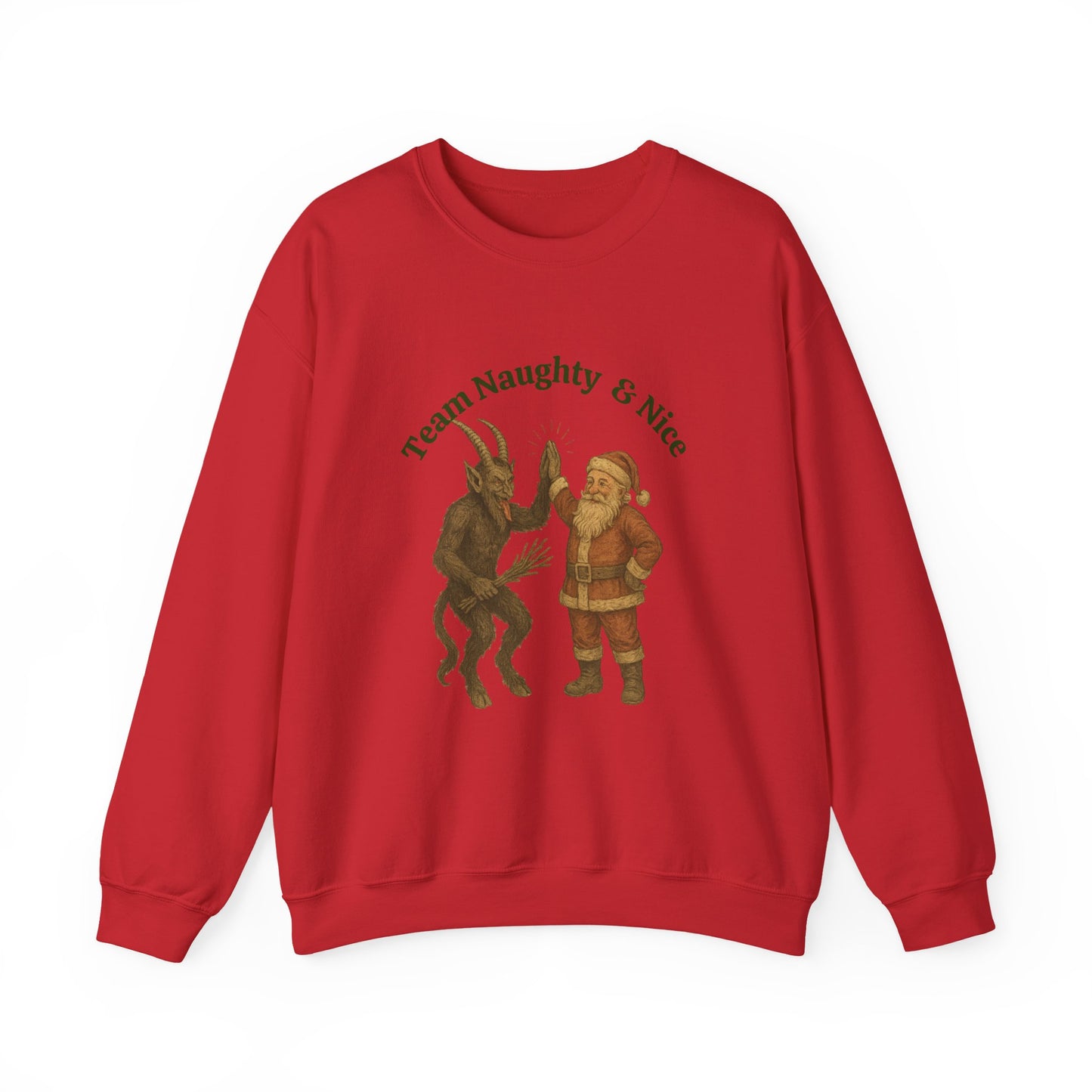 Naughty or Nice? Santa & Krampus High Five Holiday Crewneck