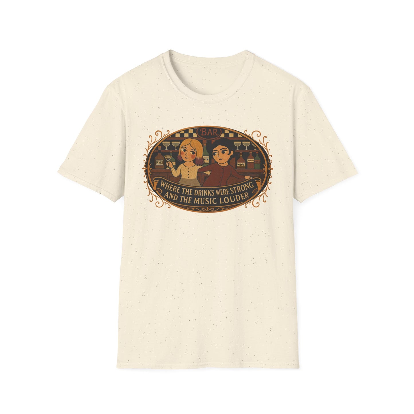 Where the Drinks were Strong and the Music Louder T-Shirt - Perfect for Festivals, Music Lovers , Gifts for Friends, Unisex Softstyle Tee