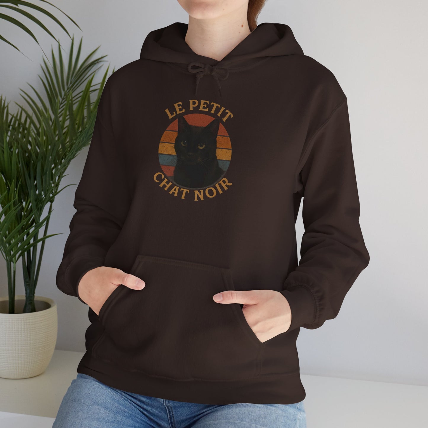 Black Cat-Themed Hoodie, Cozy Cat Sweatshirt, Animal Lover Gift, Perfect for Fall, Casual Wear, Unique Gift for Cat Lovers