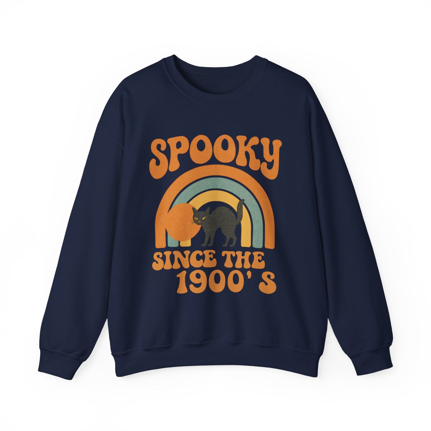 Spooky Since the 1900's , Retro Halloween Crewneck Sweatshirt, Vintage Black Cat Graphic.