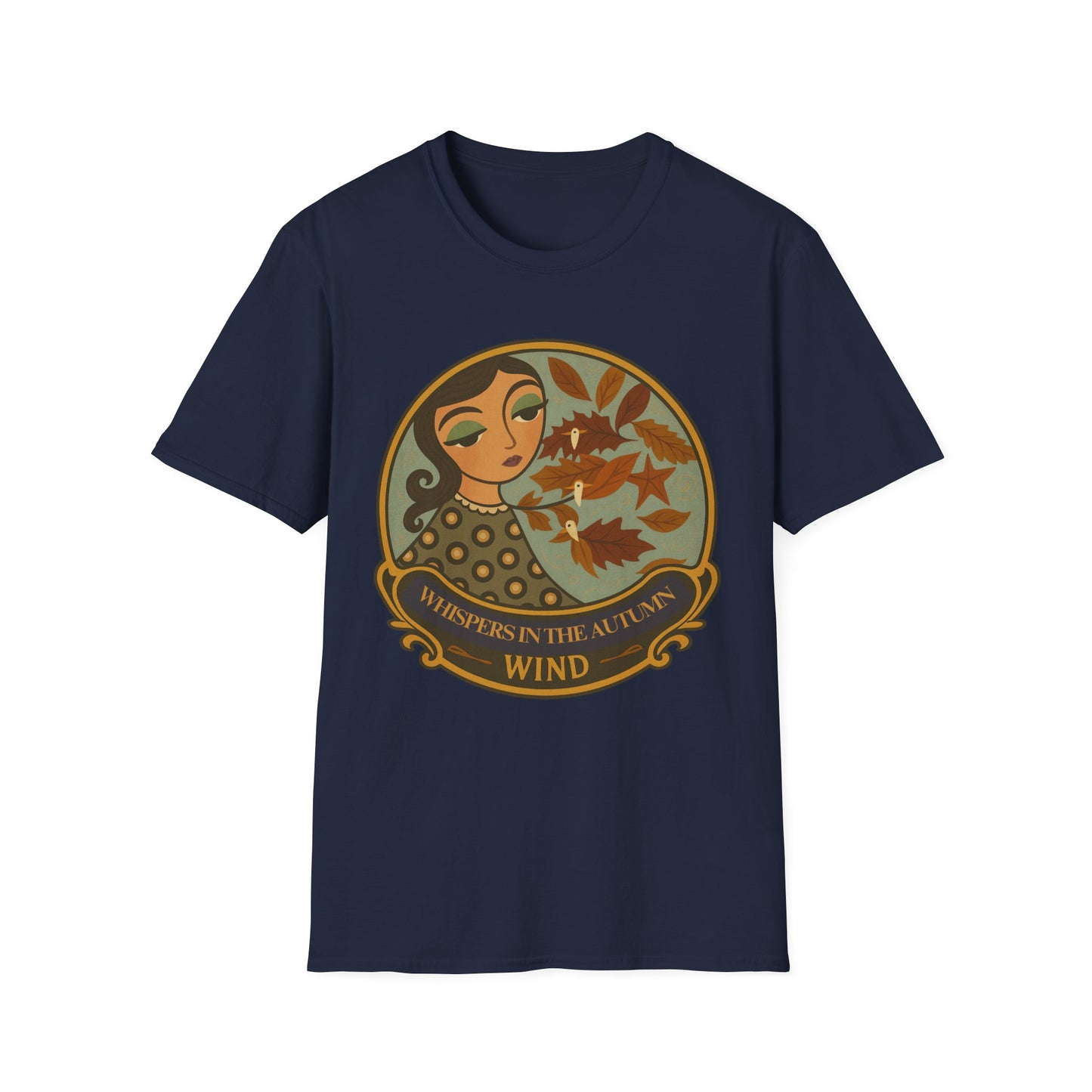 Whimsical Whispers in the Autumn Wind T-Shirt, Vintage Art Tee, original art, Gift for Her, design by Moonwoven by Luna , Eco-Friendly tee