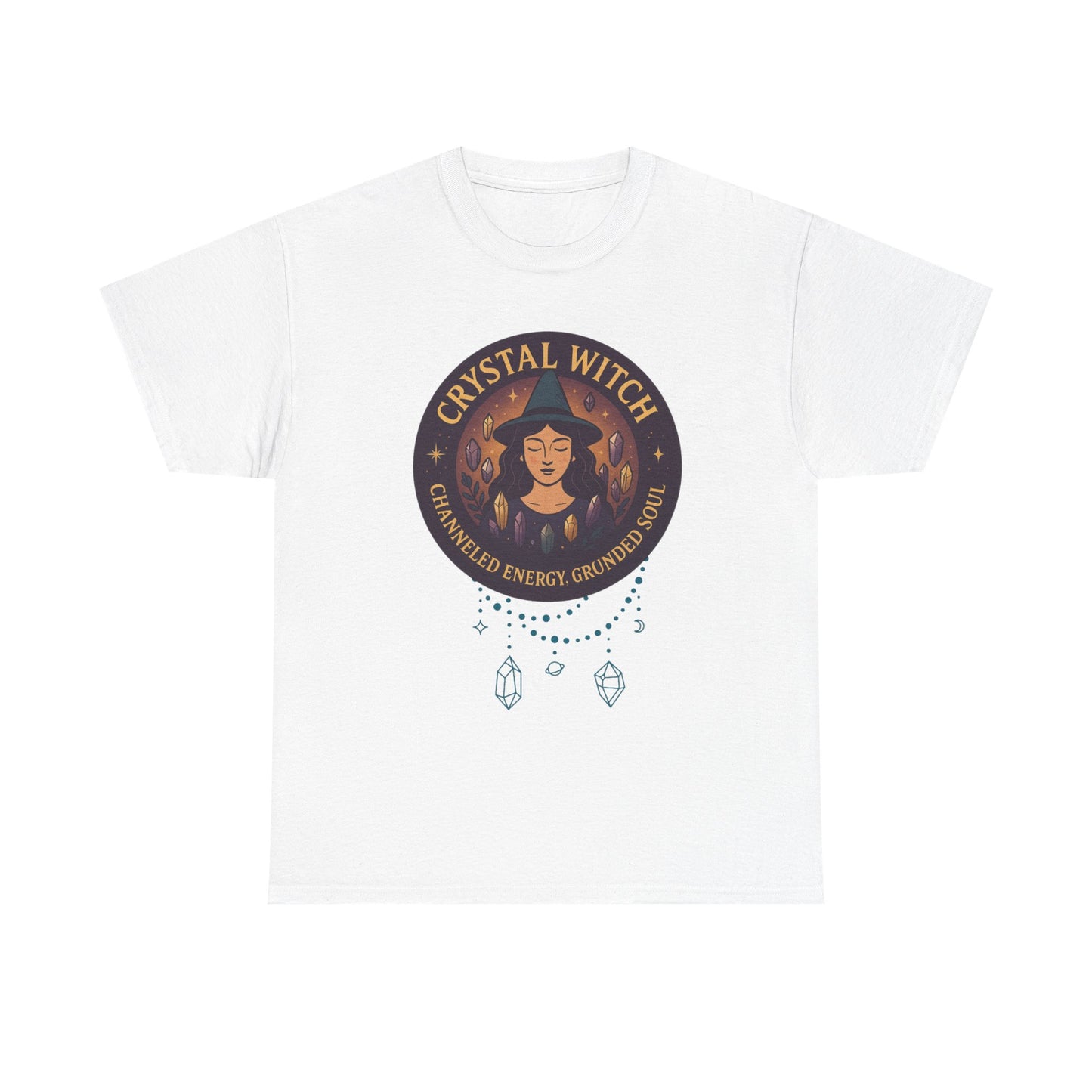 Crystal Witch Heavy Cotton Tee for Spiritual Souls, Unisex T-Shirt, Witchy Apparel, Energy Grounding Gift, Magic Lover's Fashion