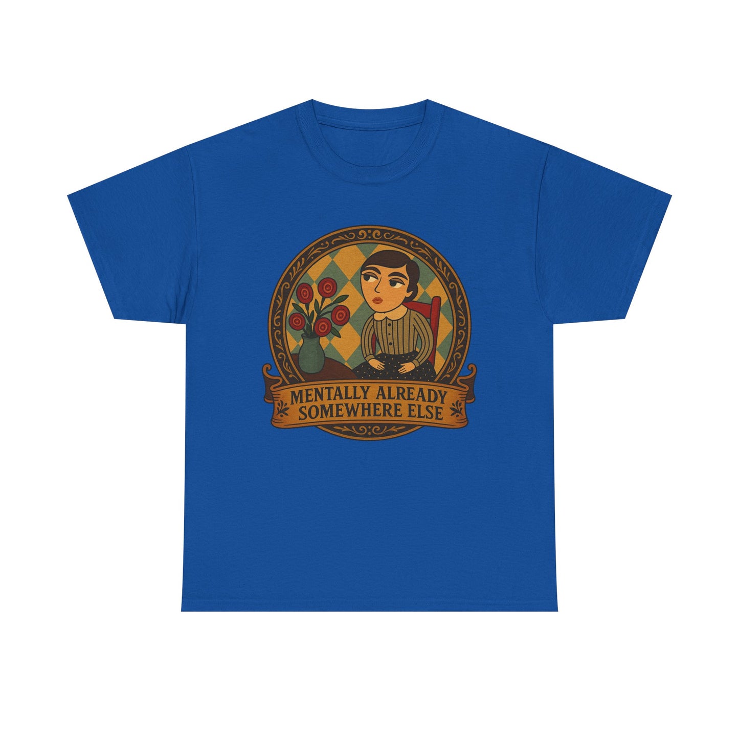 Retro Graphic Tee: 'Mentally Already Somewhere Else', Original Art t-shirt, Casual Wear, Vintage Style, Gift for Dreamers,