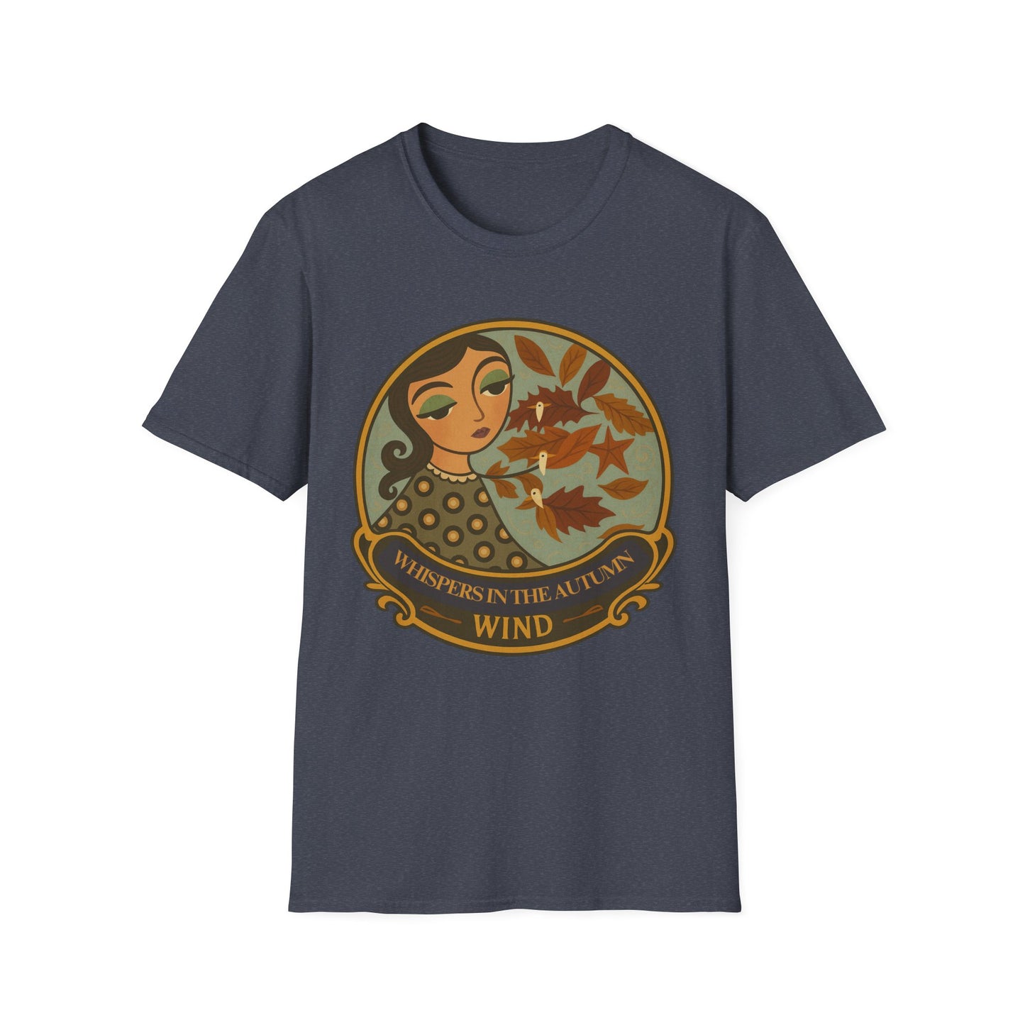 Whimsical Whispers in the Autumn Wind T-Shirt, Vintage Art Tee, original art, Gift for Her, design by Moonwoven by Luna , Eco-Friendly tee