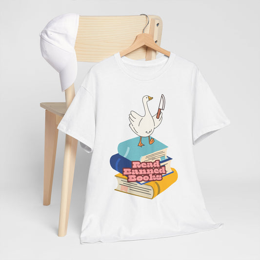 Read Banned Books, goosey with knife tee