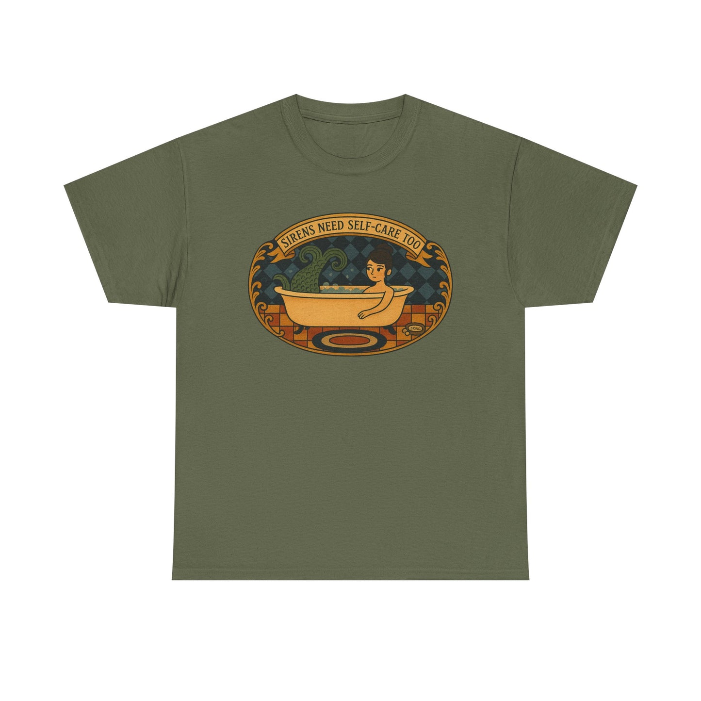 Sirens Need Self-Care too! Unisex Heavy Cotton Tee, Relaxation Gift, Spa Day Top, Casual Wear, Gift for Friends, Self-Care Reminder Shirt