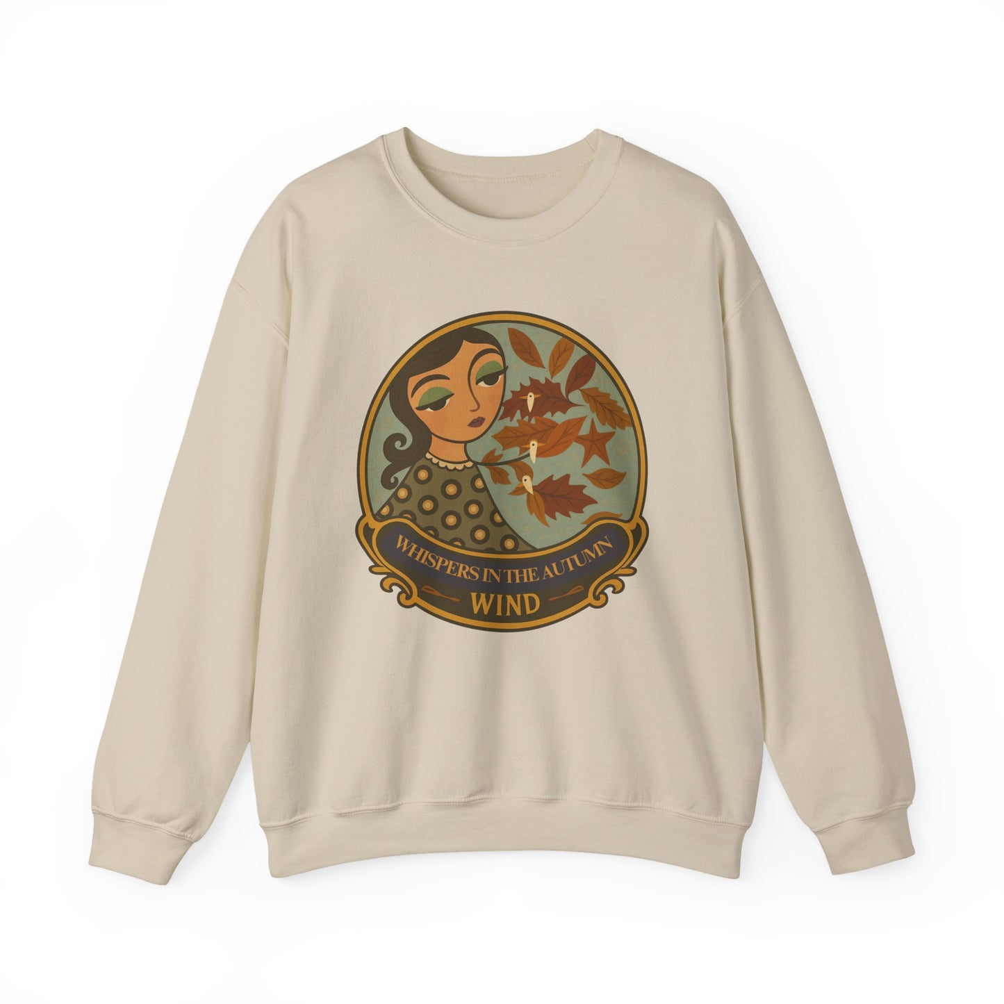 Whispers in th Autumn Wind Crewneck Sweatshirt with Vintage Floral Design, Casual Outings, Gift for Her, Holiday Sweater, Autumn Vibes