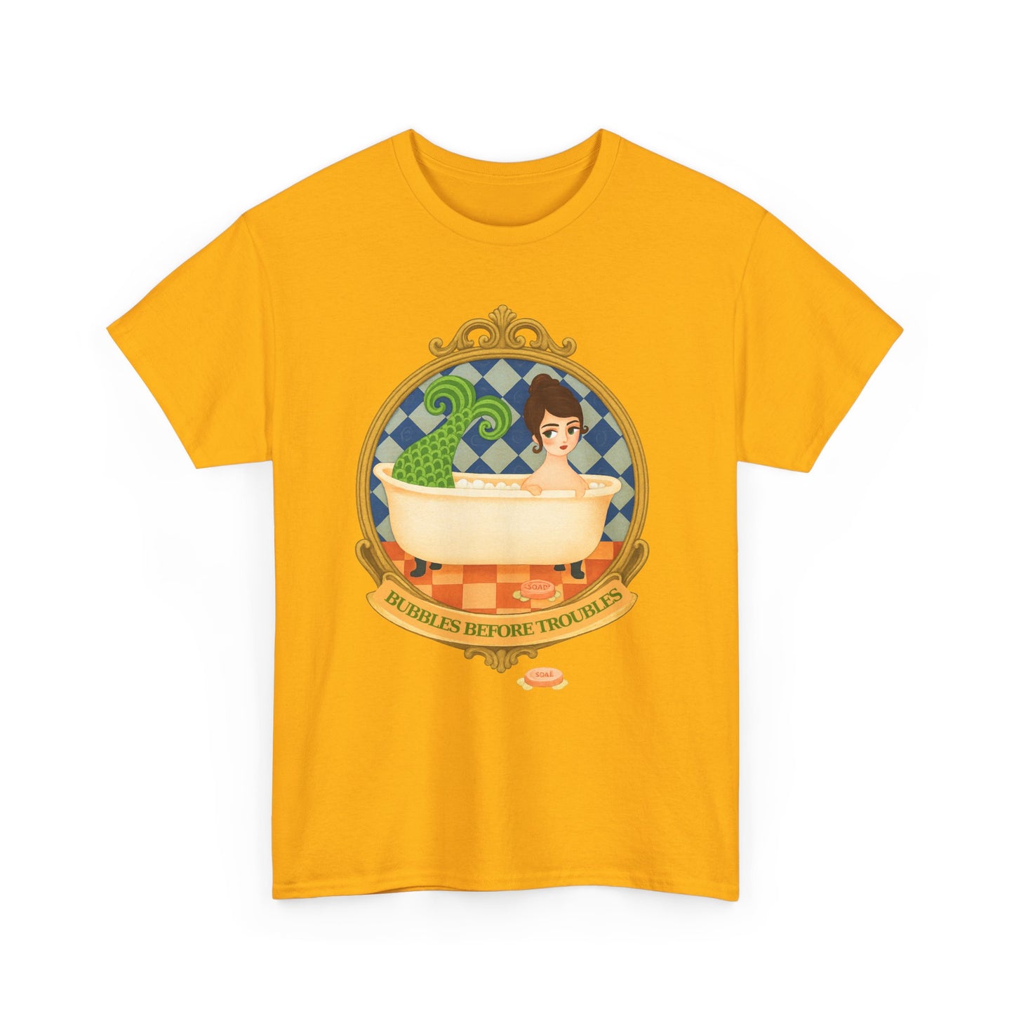 Mermaid Troubles ,Whimsical Bathtub Tee | Fun Gift for Aquatic Lovers, Retro Style T-Shirt, Quirky Graphic Tee, Unique Casual Wear, Bath-Themed Apparel