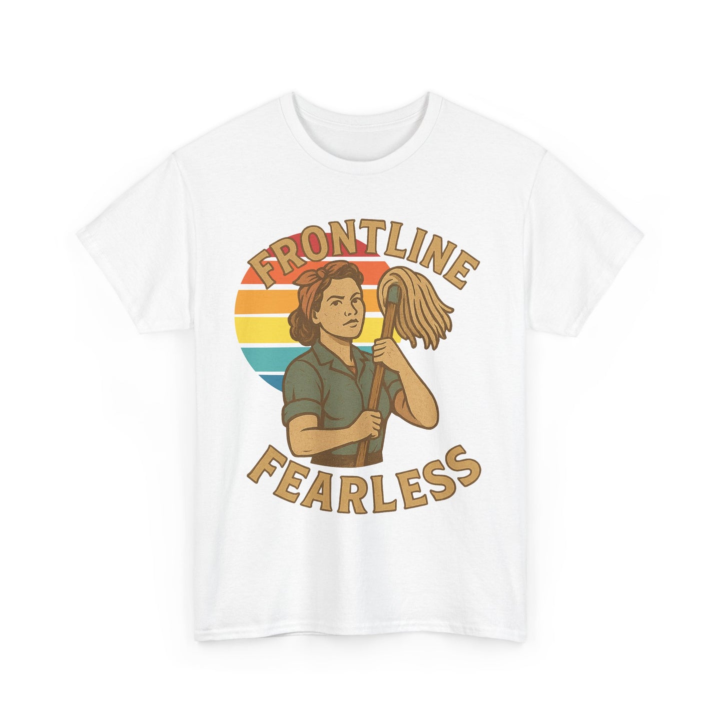 Fearless Frontline Unisex Heavy Cotton Tee, Inspirational T-Shirt, Women's Empowerment Shirt, Everyday Comfort Wear, Gift for Heroes