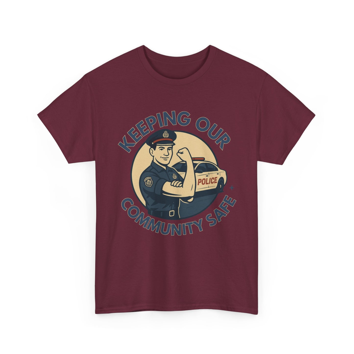 Male Police, Community Safety Tee - Unisex Heavy Cotton Shirt, Police Appreciation T-Shirt, Gift for Heroes, Casual Wear, Law Enforcement Support