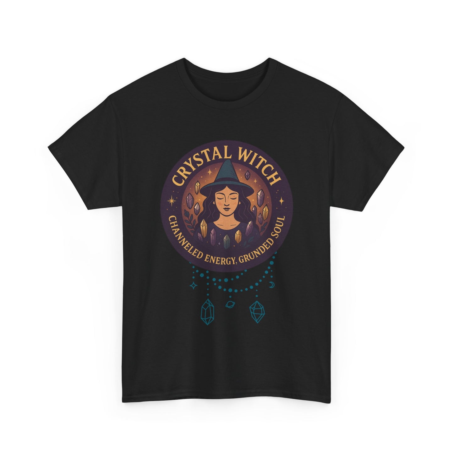 Crystal Witch Heavy Cotton Tee for Spiritual Souls, Unisex T-Shirt, Witchy Apparel, Energy Grounding Gift, Magic Lover's Fashion
