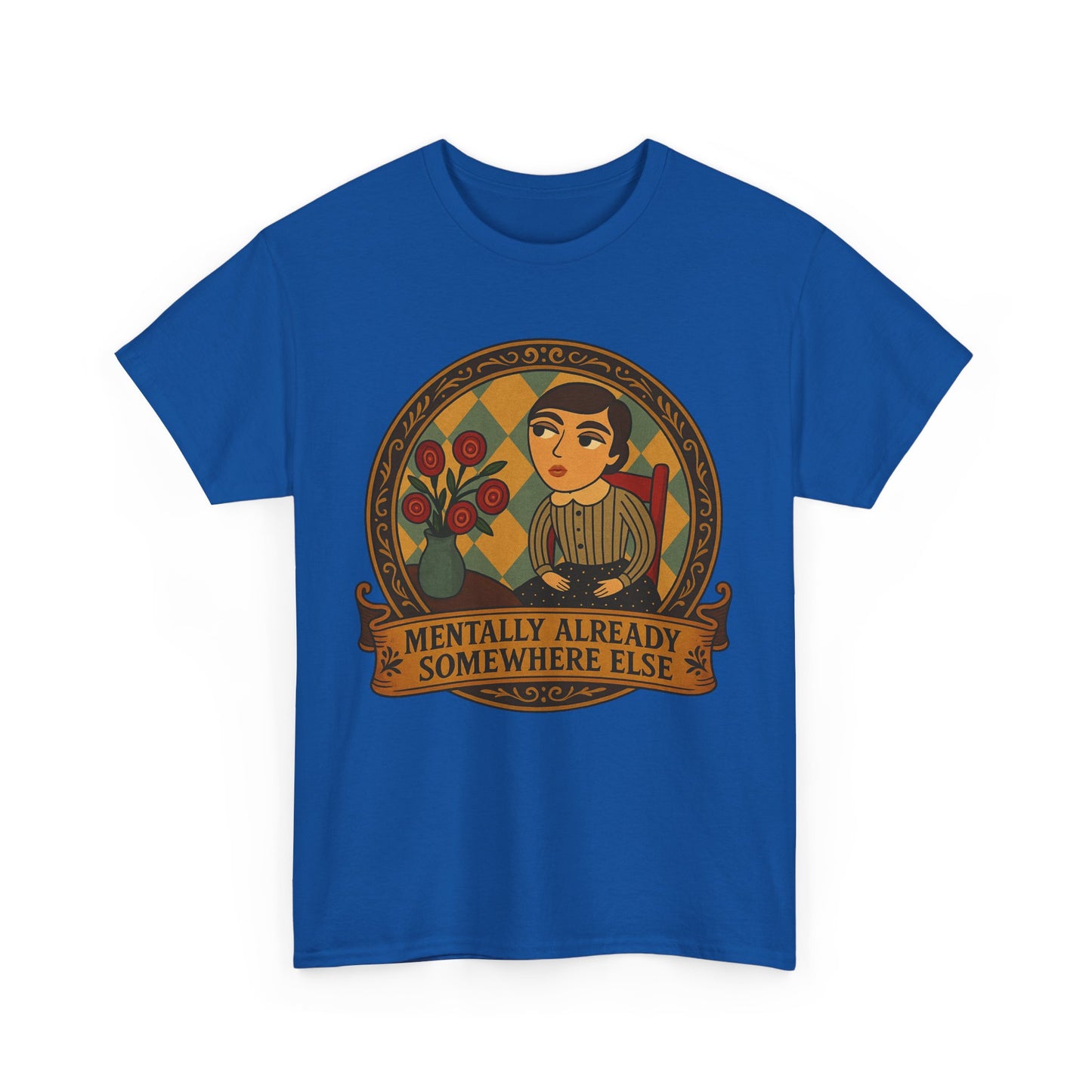 Retro Graphic Tee: 'Mentally Already Somewhere Else', Original Art t-shirt, Casual Wear, Vintage Style, Gift for Dreamers,