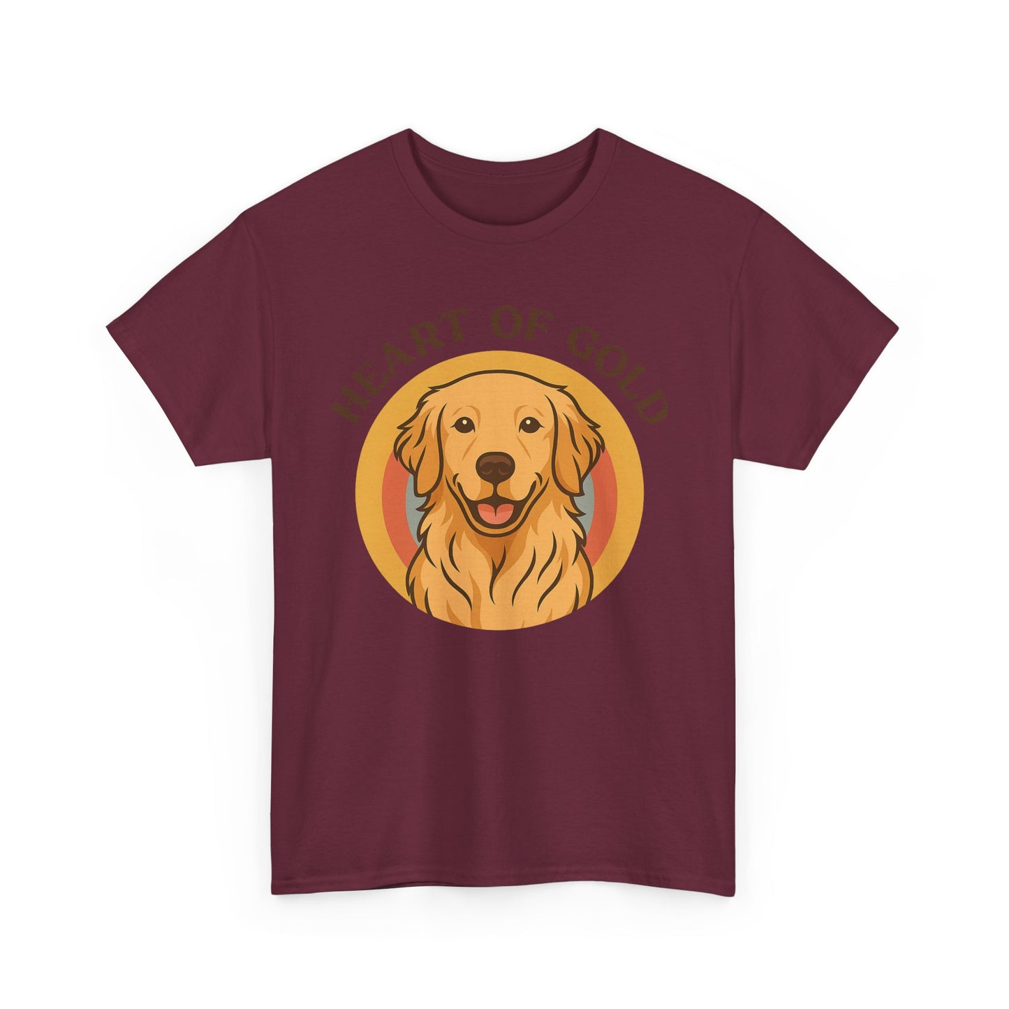 Golden Retriever, Heart of Gold Dog Tee - Unisex Heavy Cotton T-Shirt, Pet Lover Gift, Animal Lover Apparel, Golden Retriever Shirt,