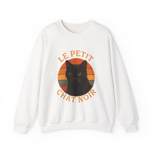 Le Petite Chat Noir, Black Cat Sweatshirt, Cozy Crewneck, Casual Style, Gift for Cat Lovers, Fall Fashion, Unique Animal Design