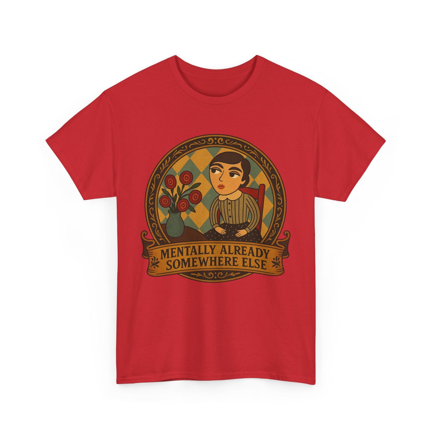 Retro Graphic Tee: 'Mentally Already Somewhere Else', Original Art t-shirt, Casual Wear, Vintage Style, Gift for Dreamers,