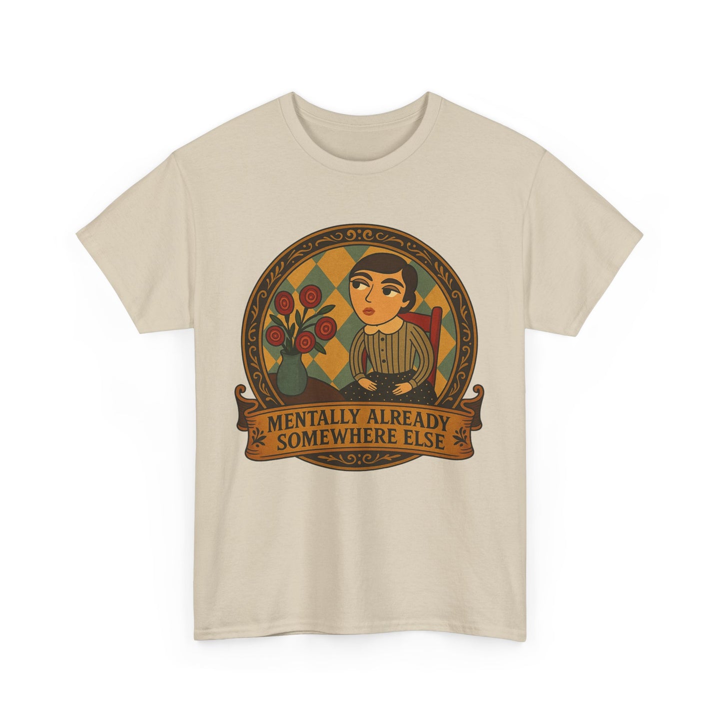 Retro Graphic Tee: 'Mentally Already Somewhere Else', Original Art t-shirt, Casual Wear, Vintage Style, Gift for Dreamers,